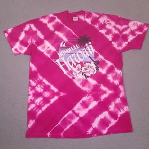 Vintage Honolulu Hawaii T-Shirt Mens XL Pink Tie Dye Stedman Made In USA Single‎
